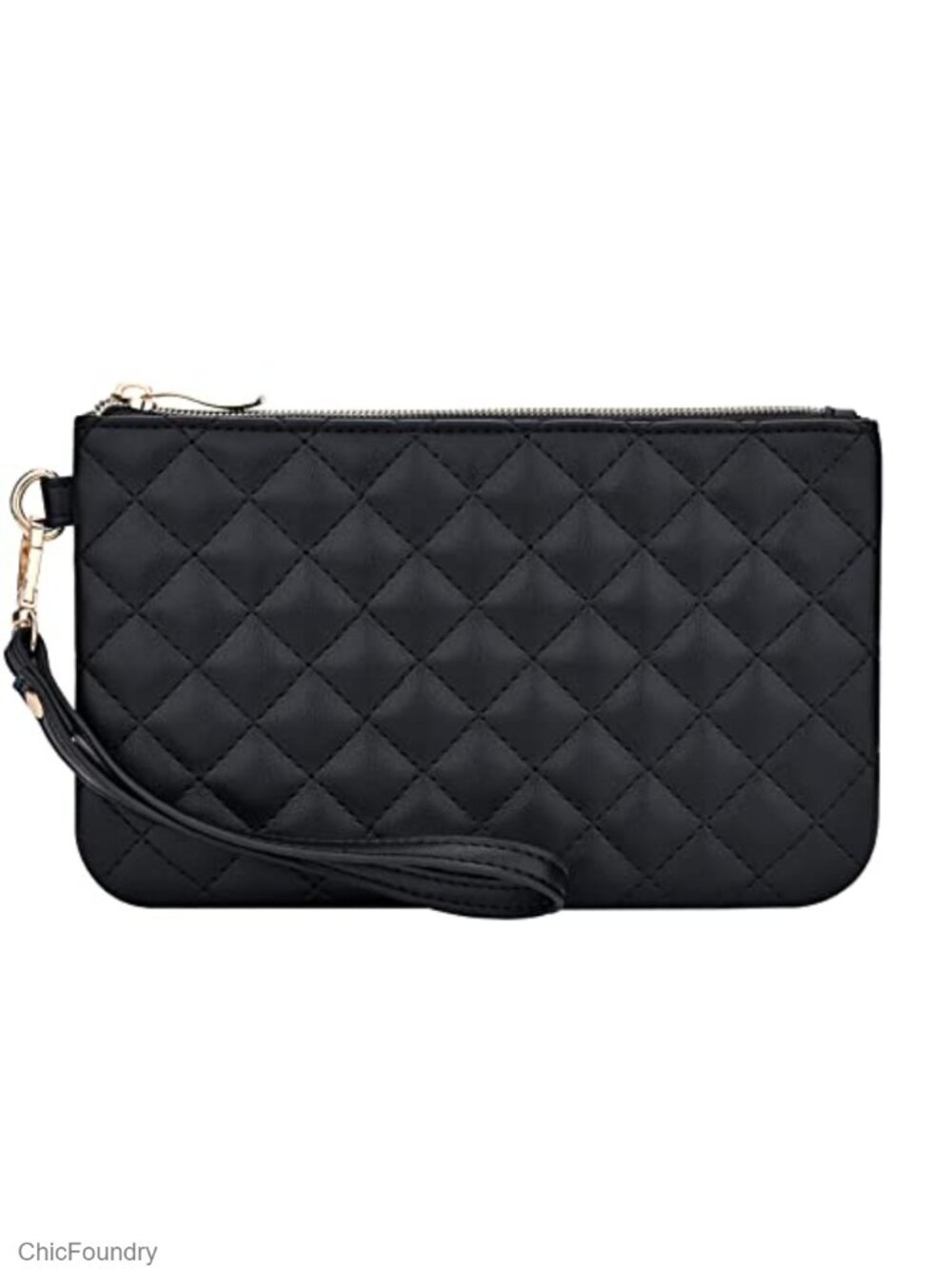 Quilted Faux Leather Wristlet Clutch Purse Zip Small Wallet